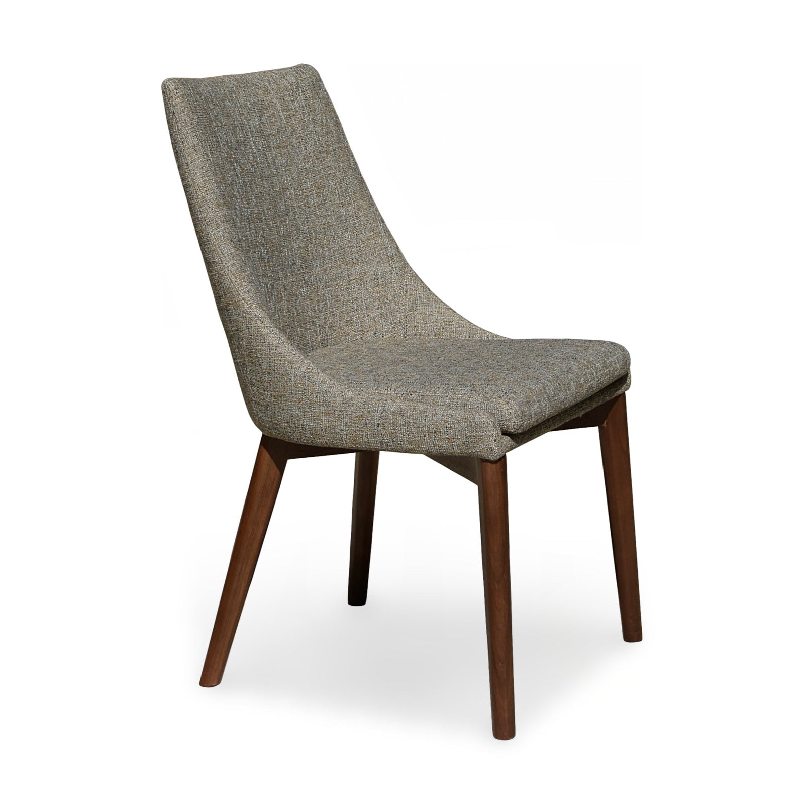 Pascal Modern Upholstered Dining Chair with Walnut Base