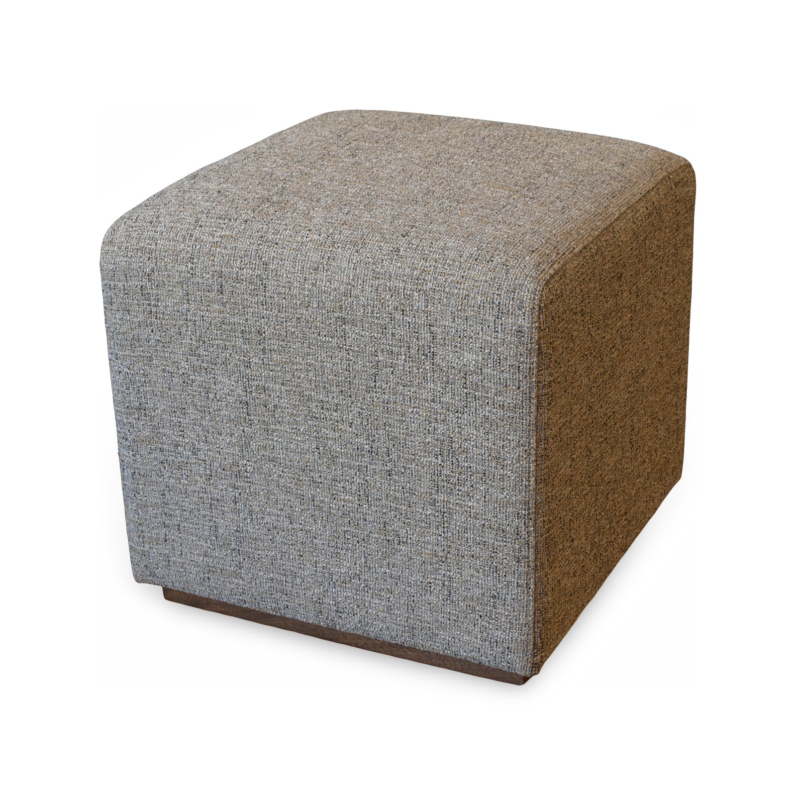 Cubed Upholstered Ottoman with Walnut Base