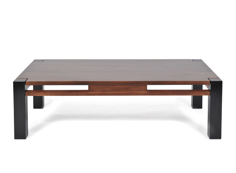 Walnut Coffee Table; Contrasting Black Leg, Contemporary Design