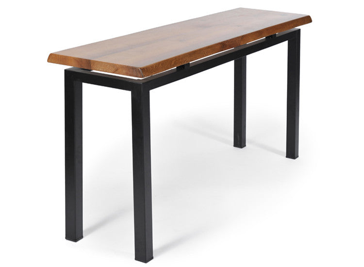 Mid Century Modern design evokes the design icon George Nakashima. Extra thick Walnut slabs are joined by exposed butterfly joints. Live edge celebrates the organic quality of the wood. A remarkable statement in any room.