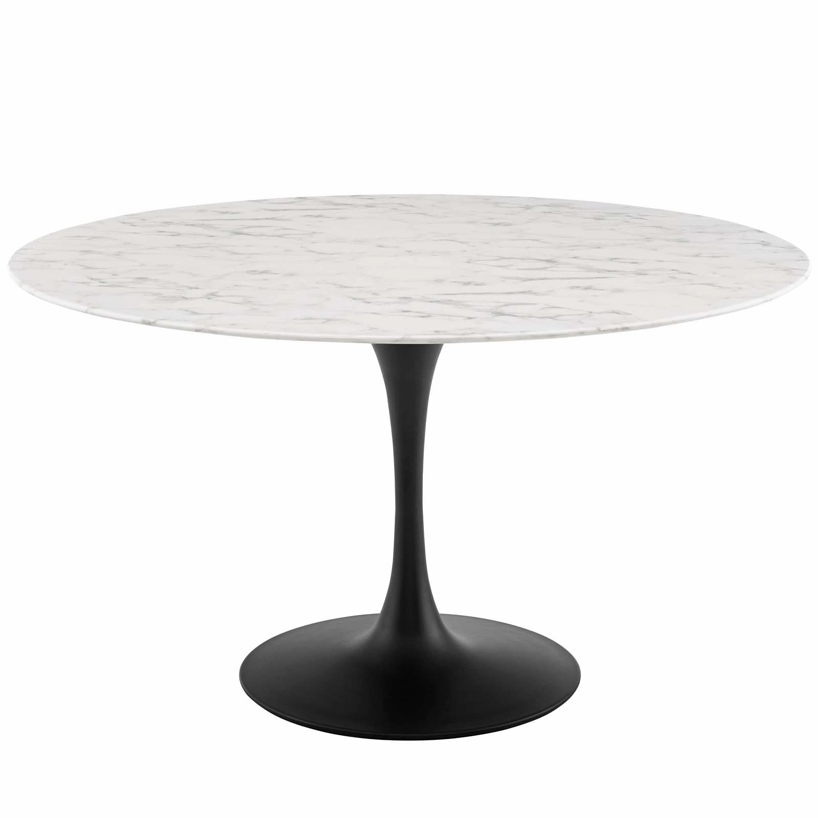 Tulip Round Table Ceramic Marble, Black Base