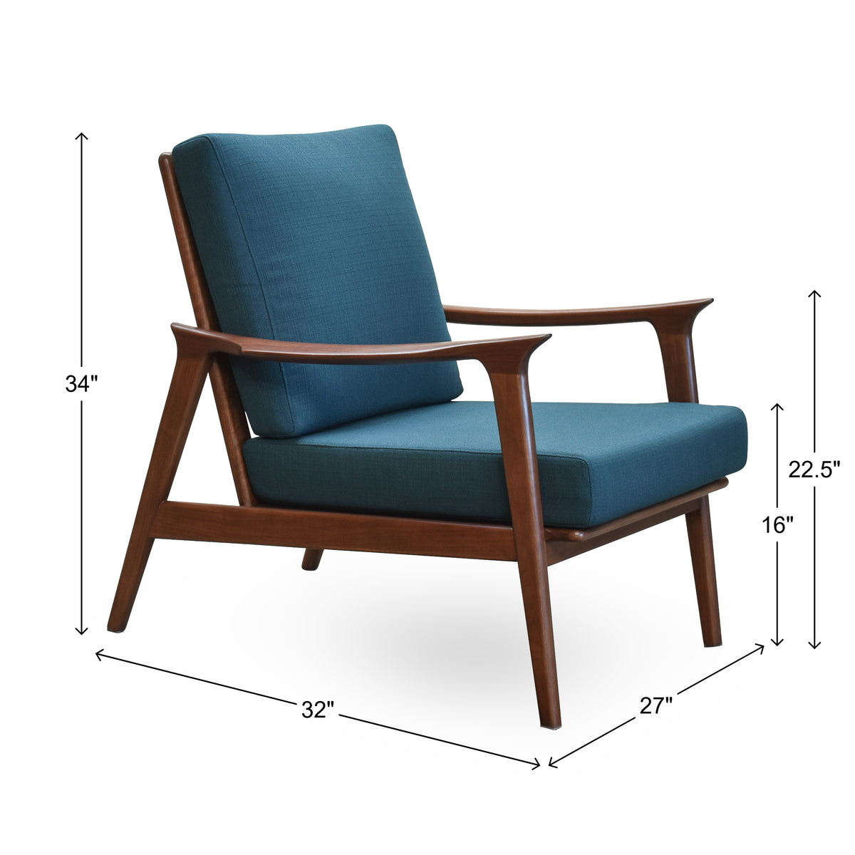 Charlotte Walnut Mid Century Modern Accent Chair