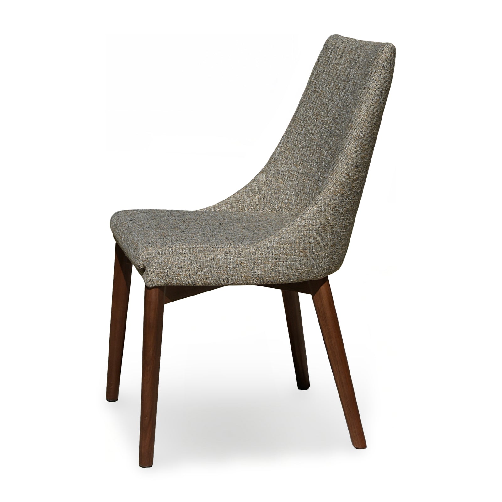 Pascal Modern Upholstered Dining Chair with Walnut Base, Set of 2