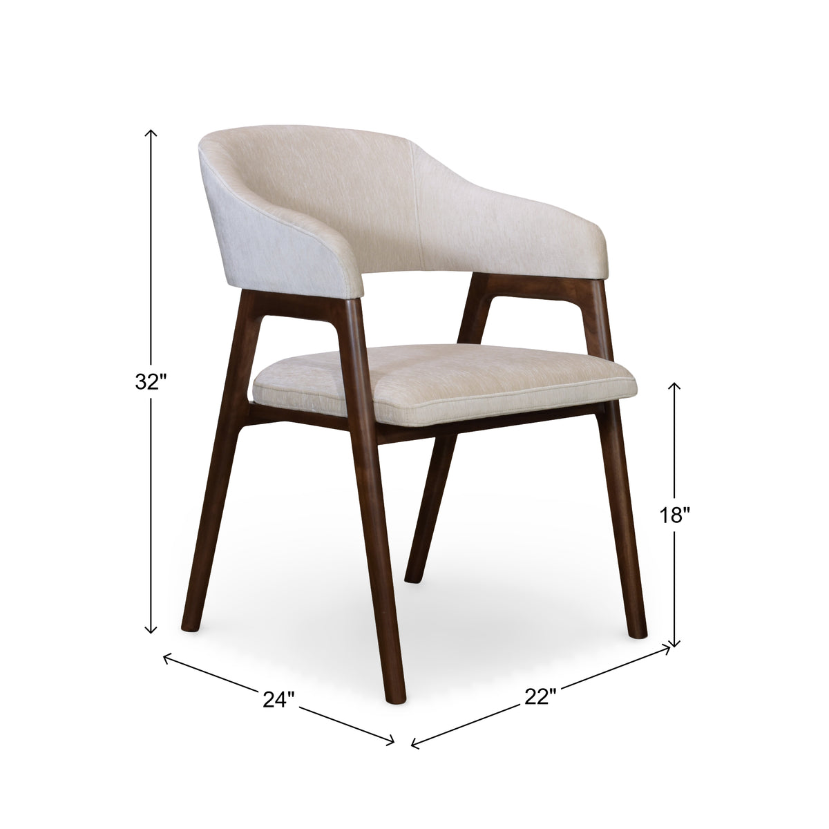 Hudson Dining Chair, Arm Chair with Walnut Base