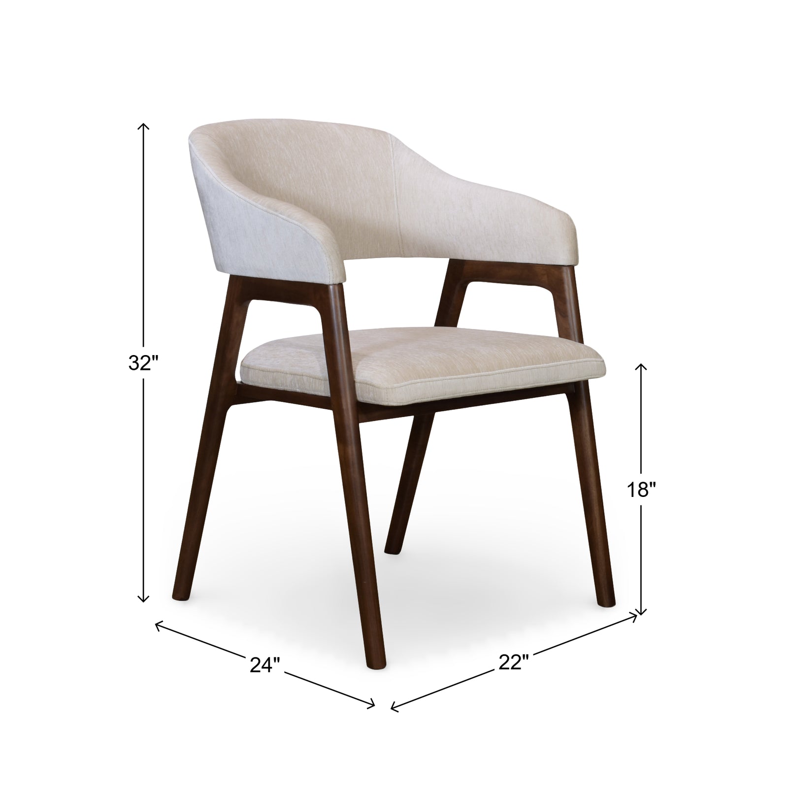 Hudson Dining Chair, Arm Chair with Walnut Base