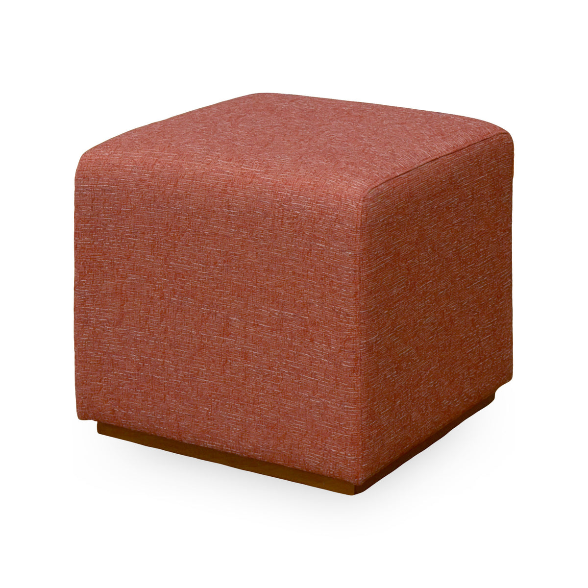Cubed Upholstered Ottoman with Walnut Base