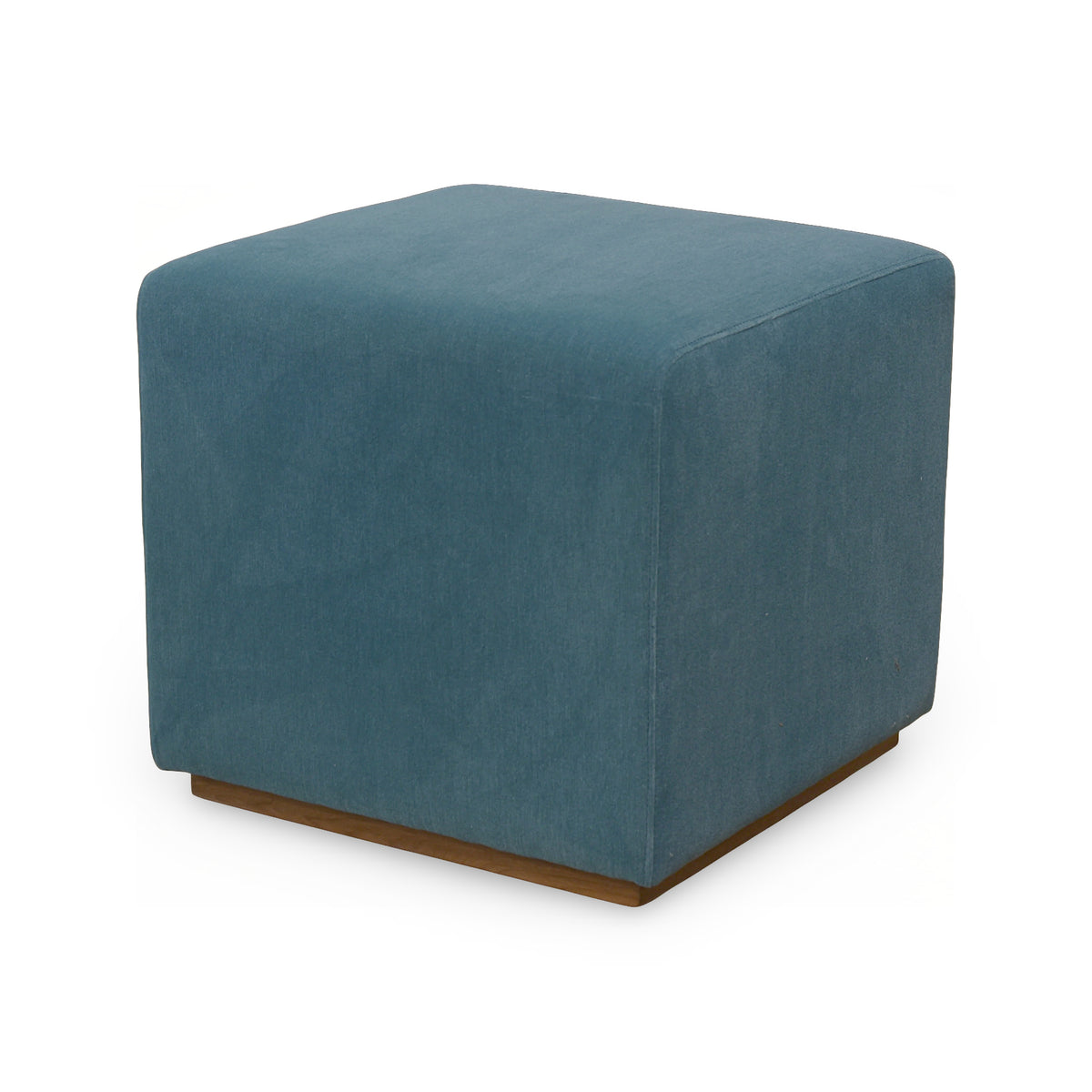 Cubed Upholstered Ottoman with Walnut Base