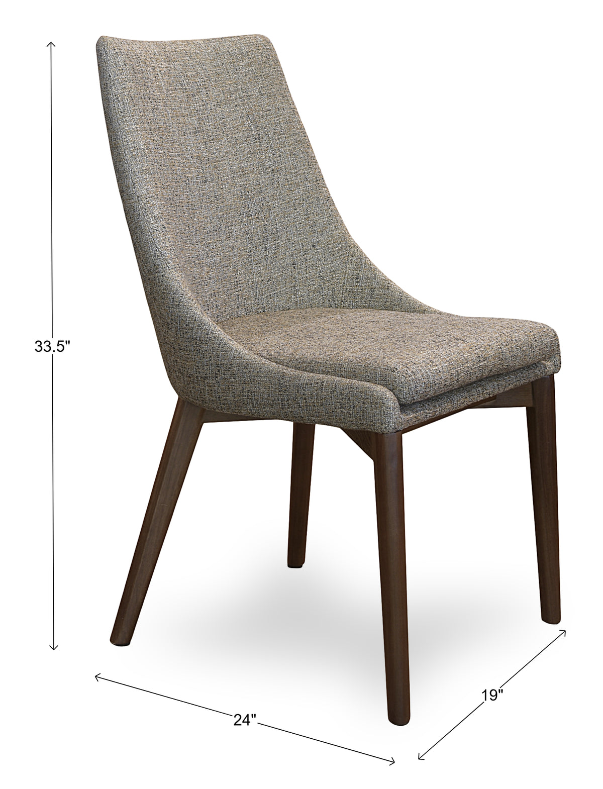 Pascal Modern Upholstered Dining Chair with Walnut Base