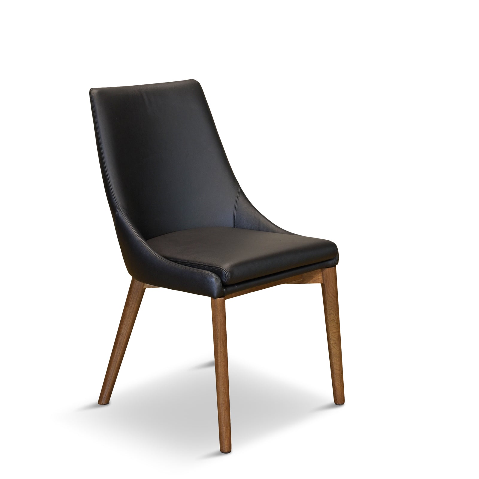 Pascal Modern Upholstered Dining Chair with Walnut Base, Set of 2