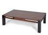 Hand Crafted Walnut Coffee Table; Contrasting Black Leg, Contemporary Design