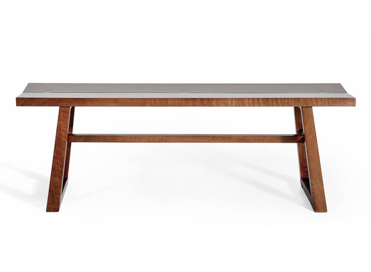Hand-crafted solid walnut bench; Mission style, exposed dove-tail joints, clean contemporary lines
