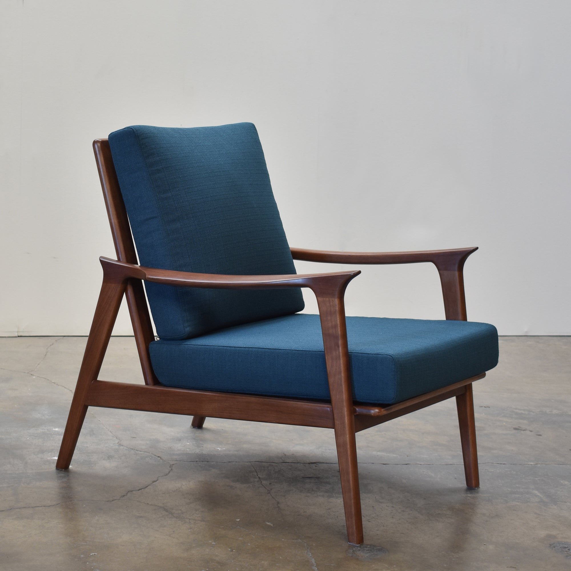 Charlotte Walnut Mid Century Modern Accent Chair, Azure