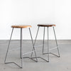 Nelson Counter Stools, Natural and Medium Walnut, Steel Legs