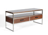 Modern TV Cabinet, Walnut and Stainless Steel, Small format, contemporary